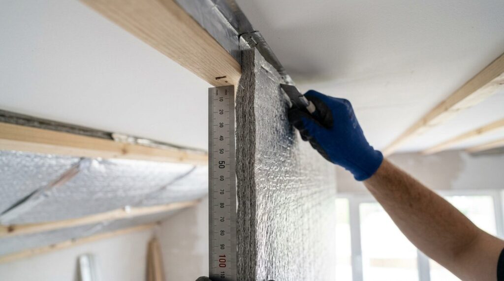 Close-up detail shot of a thin-profile thermal insulation ma